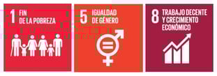 Objetivos de Desarrollo Sostenible (1, 5 y 8)